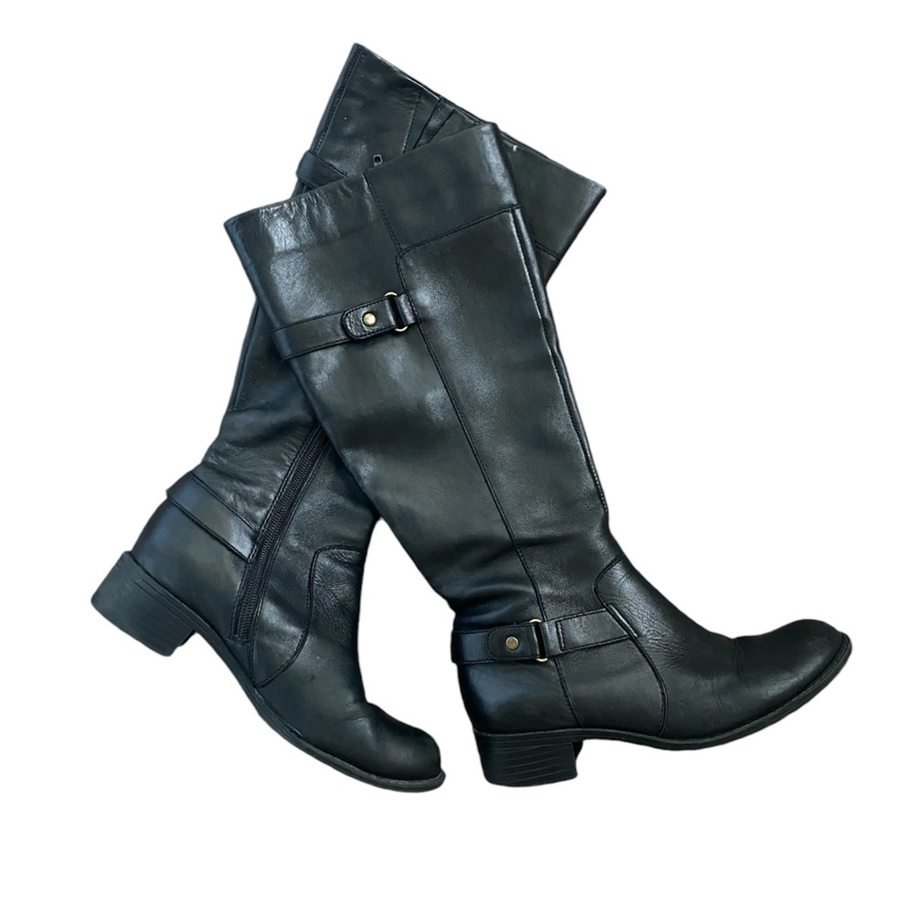 Easy Spirit Leather Zip Riding Boots Size 5 Black Fall Winter Classic Capsule